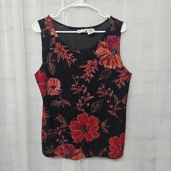 Vintage White Stag Tank Black Red Goth Grunge Fairy Whimsigoth Floral L - Picture 5 of 9